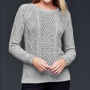 GAP Cable Knit Textured Grey Pullover Sweater